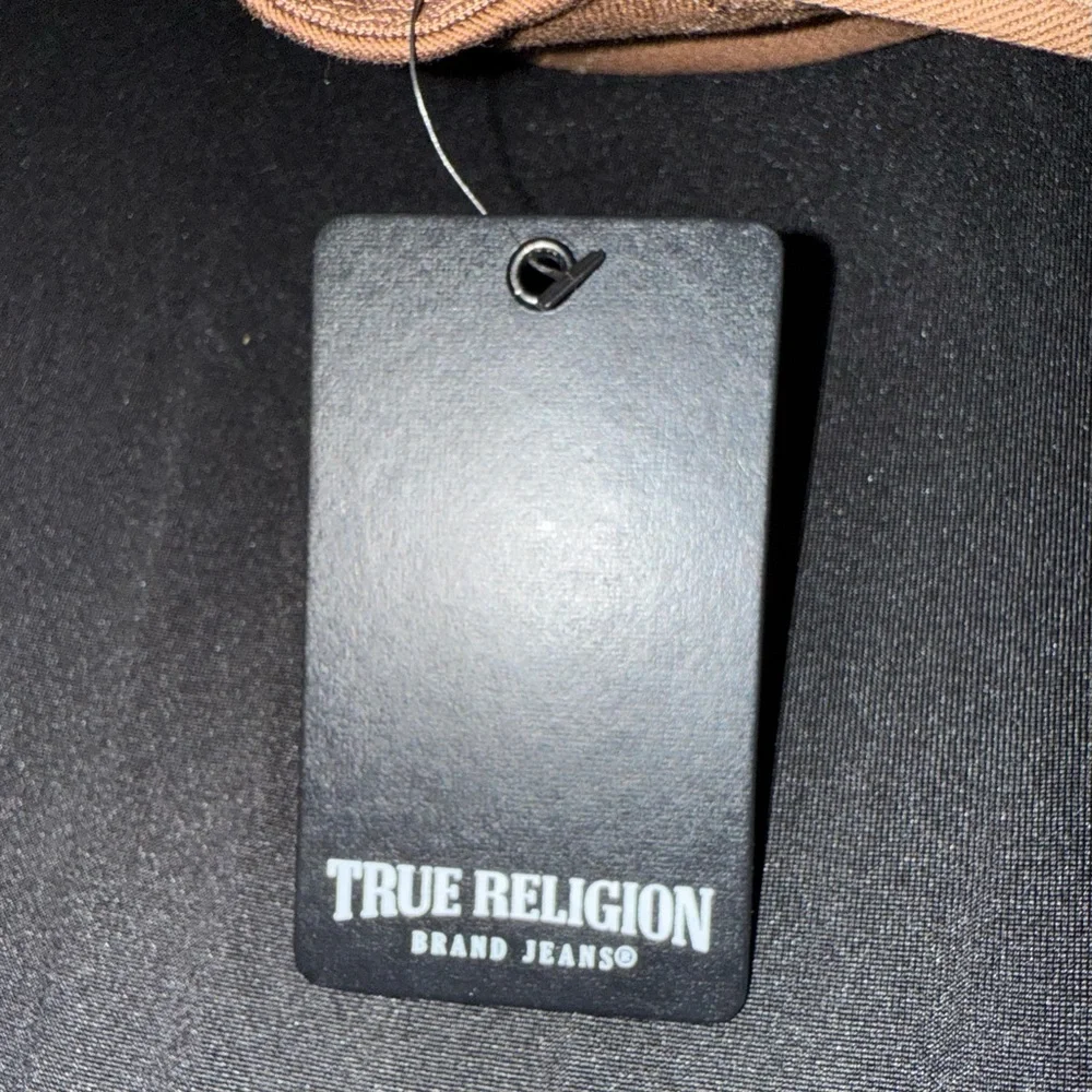 True Religion Brown Hat with White and Gold Embroidery